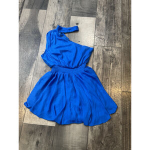Do+Be Sleeveless Off Shoulder Cute Blue Dress Large Choker Neck Elastic Middle